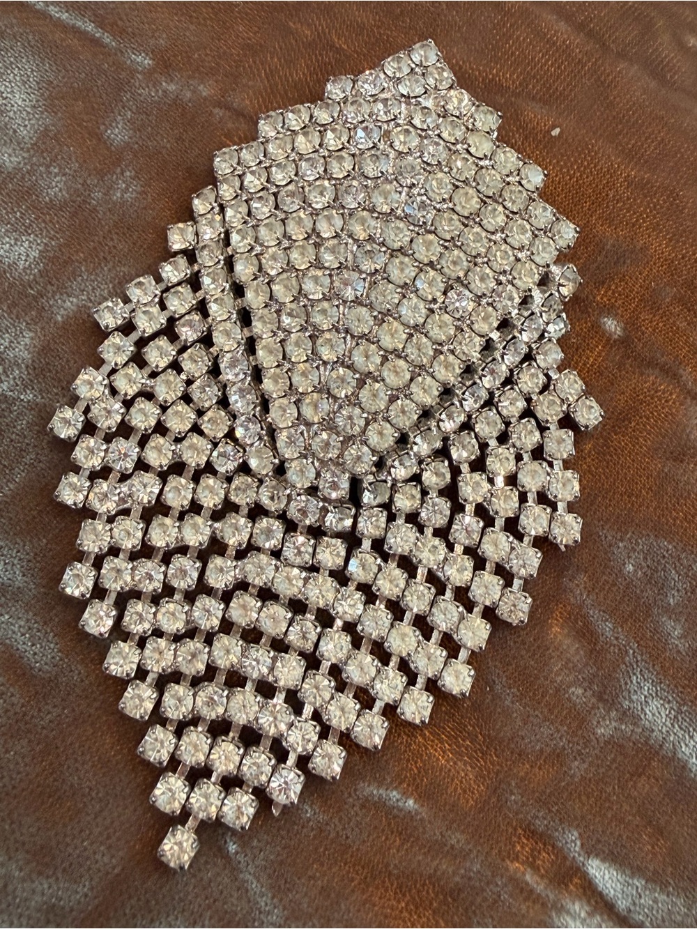 Rhinestone Cascading Fringe Statement Brooch in Silver
